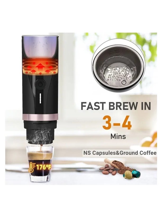 Generic - Liying Portable Espresso Machine with USB-C Charging,Self-Heating, 20 Bar Pressure, Ground Coffee and Capsule Compatible, Black - Image 1