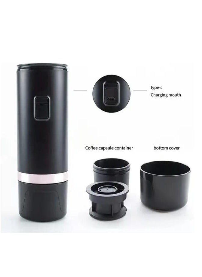 Generic - Liying Portable Espresso Machine with USB-C Charging,Self-Heating, 20 Bar Pressure, Ground Coffee and Capsule Compatible, Black - Image 1