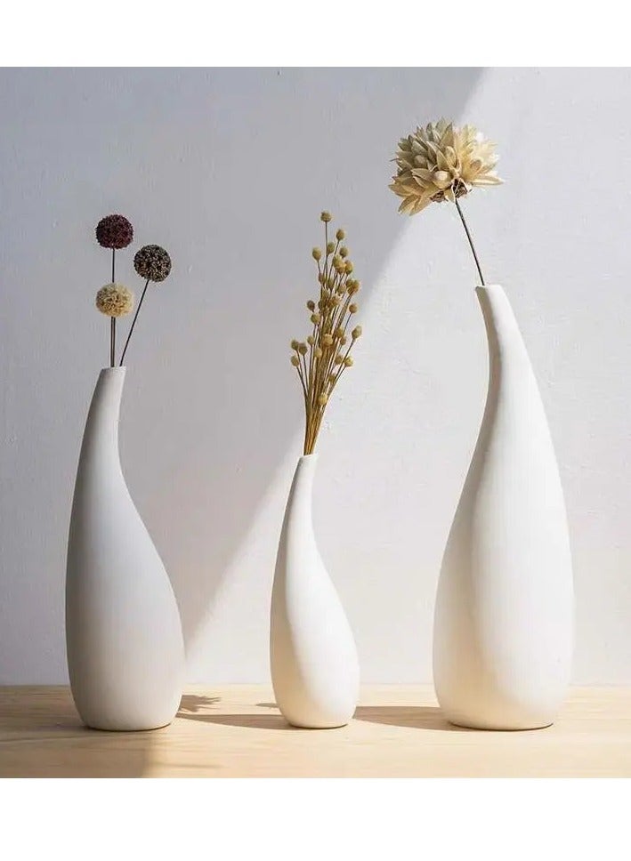 مزهريات زهرية كبيرة على الطراز الاسكندنافي، مزهرية مائية بسيطة، مزهريات زخرفية بيضاء، أثاث ديكور منزلي بسيط (40 سم، 50 سم، 60 سم) - Image 1
