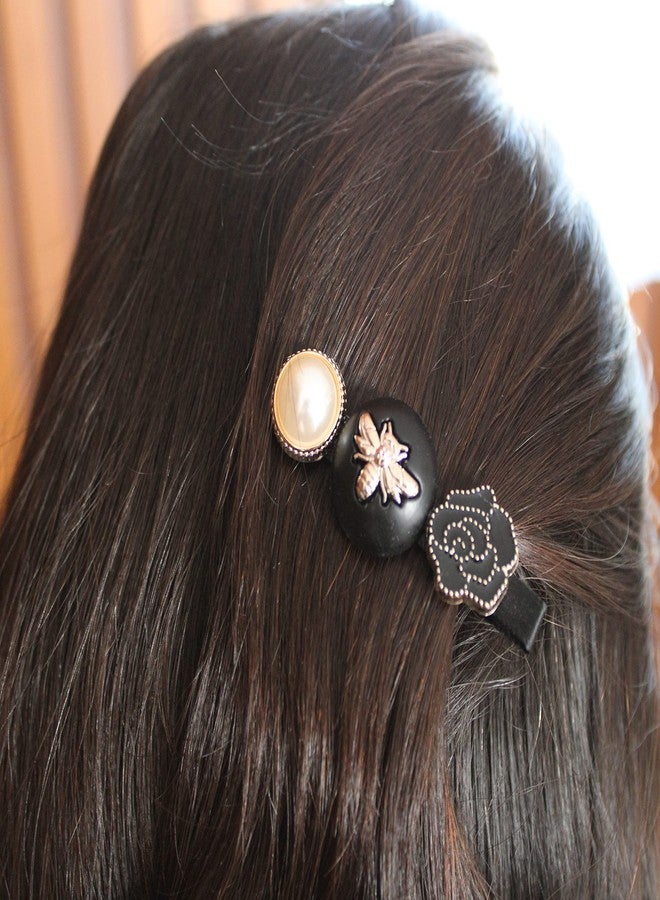 SNNP 5 Piece Korean Style Pearl Barrettes Women's Set Hairpin Korean Style Hair Clip Marble Alligator bobby pins Duckbilled Headdress Jewelry Hair Accessories set - Image 3