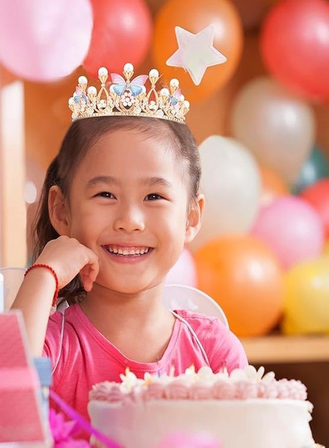 SKYUNION Crystal Tiara Crown Pearl Princess Crown Headband Flower Pageant Handmade Hair Accessories Cosplay,Birthday,Celebration for Girls Women - Image 4