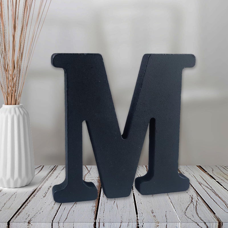 AOCEAN 4 inch Black Wood Letters Unfinished Wood Letters for Halloween Decorative Standing Letters Slices Sign Board Decoration for Craft Home Party Projects M