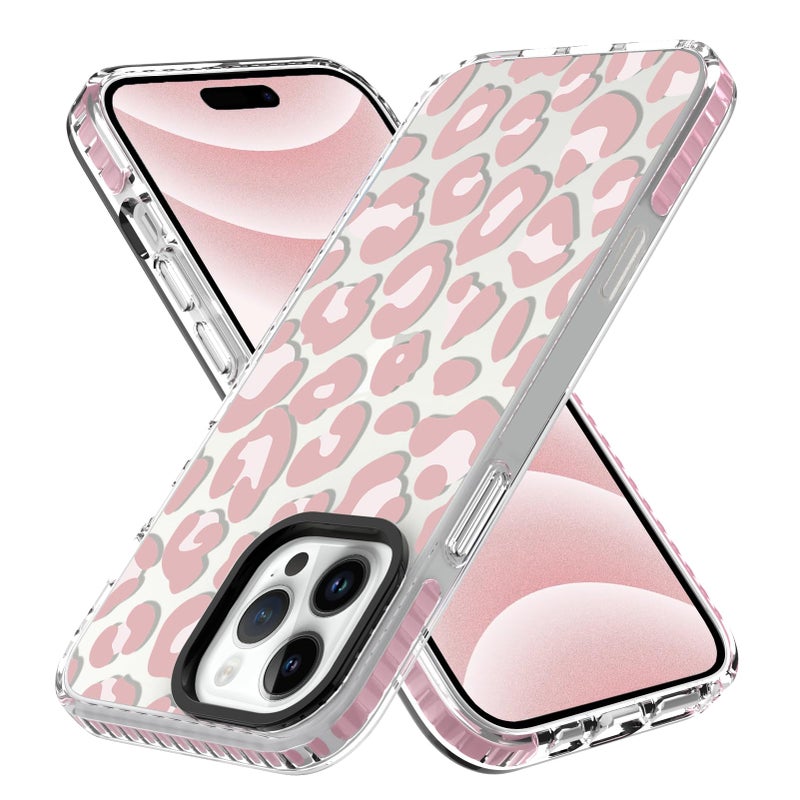 ZIYE Clear Case for iPhone 16 Pro Max Phone Case Pink Leopard Design Shockproof Soft TPU Bumper Protective for Women Girls Girly Cute Cover - Image 1