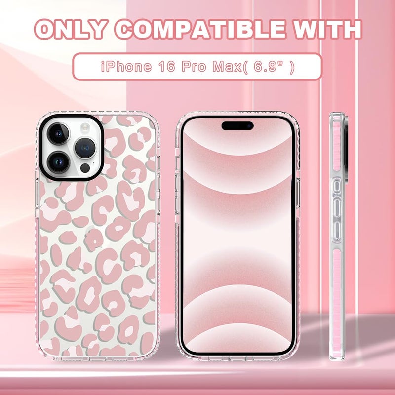 ZIYE Clear Case for iPhone 16 Pro Max Phone Case Pink Leopard Design Shockproof Soft TPU Bumper Protective for Women Girls Girly Cute Cover - Image 2