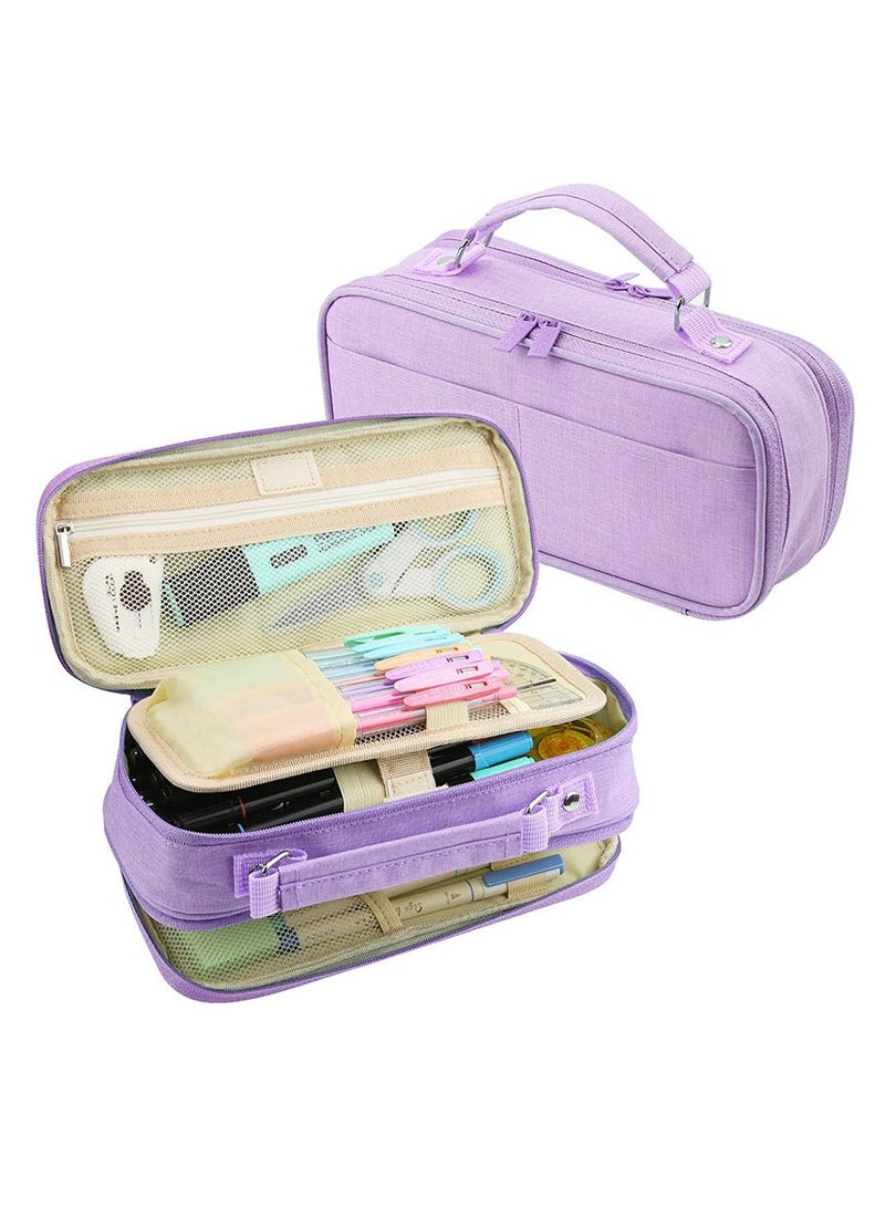 general English Pen Case: 600D Oxford Cloth Storage Bag, Multi-Layer, Simple Design, Macaron Color Series, Large Capacity Pencil Case - Image 1