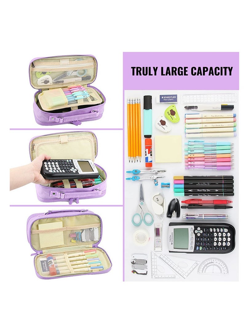 general English Pen Case: 600D Oxford Cloth Storage Bag, Multi-Layer, Simple Design, Macaron Color Series, Large Capacity Pencil Case - Image 5