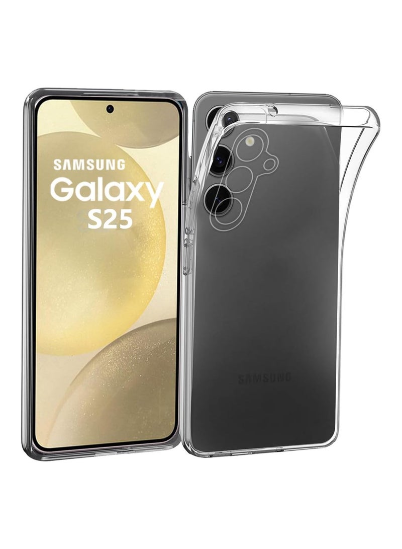 Back Cover Soft Case for Samsung Galaxy S25 5G | Best Camera Protection | Inbuilt Dust Plugs & Anti-Slip Grip | Ultra Clear Slim Back Cover for Samsung S25 5G (Silicone, Transparent) - Image 1