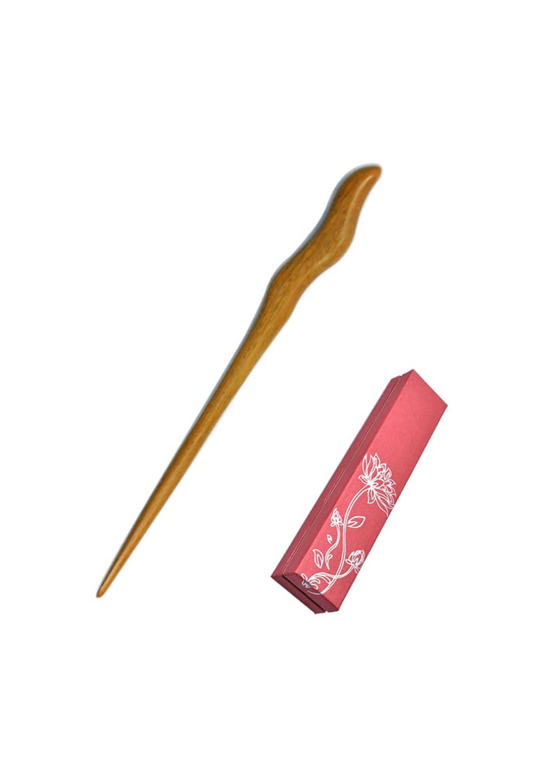 Medifier - Handmade Green Sandalwood Wood Stick Chinese Hair Pin Wooden Ebony Hairpin Chopsticks for Women Lady Girls Long Hair Aaccessories with Gift Box Style 06 - Image 1
