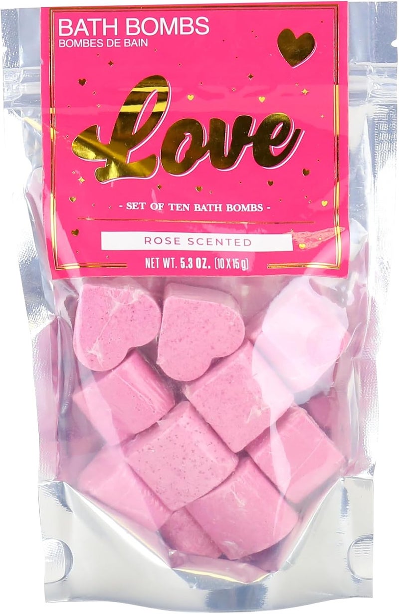 Gift Republic Love Heart Bath Bombs Rose Scented Mini Bath Bombs in Pink Heart Shapes Scented Bath Time Gift Idea for Valentines DayBirthdayAnniversary Gift for Her
