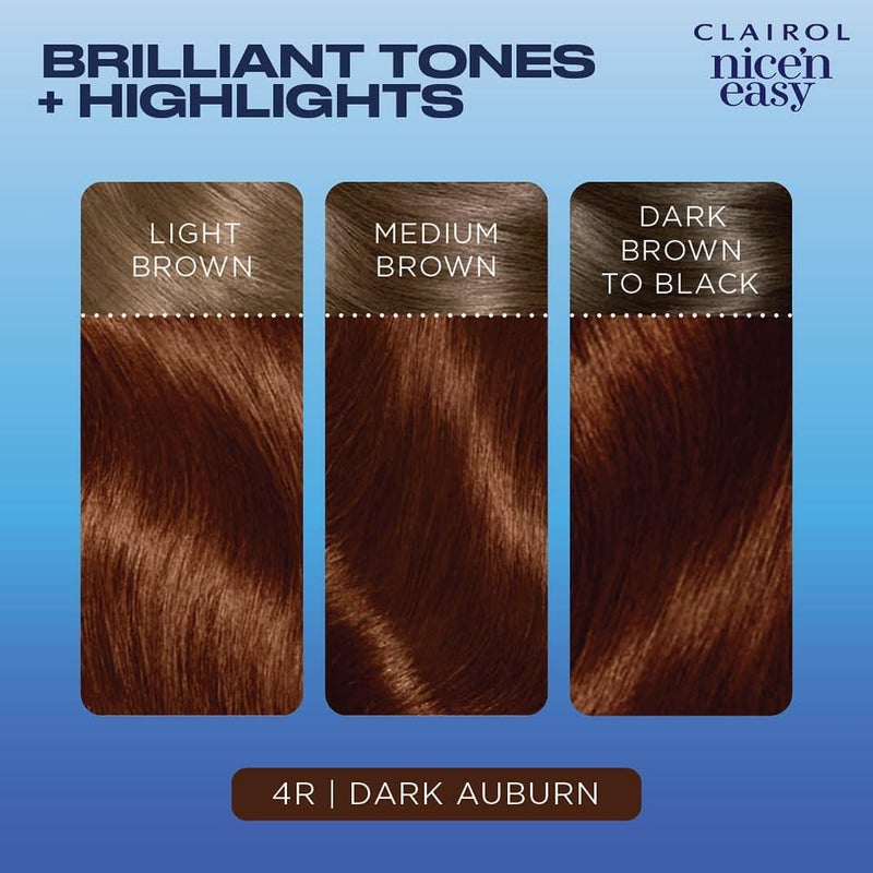 Clairol Nice'n Easy Permanent Hair Dye, 4R Dark Auburn Hair Color, Pack of 1 - Image 4