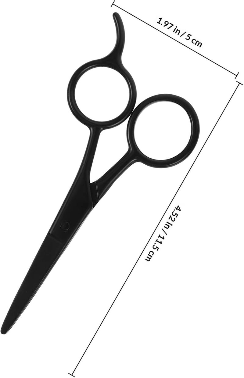 FAVOMOTO 2pcs Stainless Steel Eyebrow Scissors and Facial Hair Scissors Set 5-inch Black Small for Men Mustache Care and Home Salon Use - Image 2