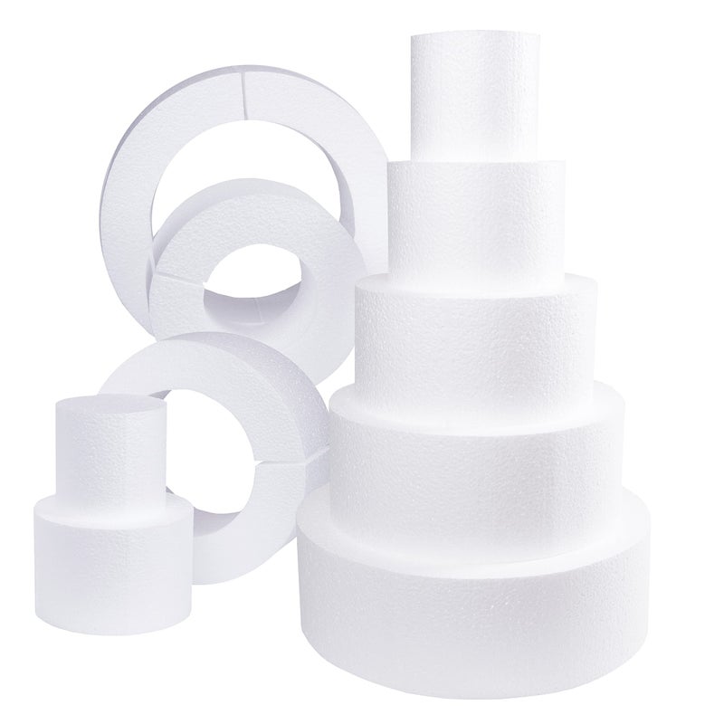Silverlake 5Tier Round Cake Dummy Set  Nesting 4H x 46810  12Dia Discs for Styrofoam Baking Display Projects
