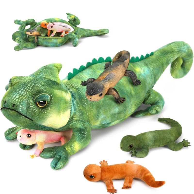 Karister 5Pcs Giant Lizard Plush 27 Mother Iguana Stuffed Animal with 4 Baby Lizard Plushies Bearded Dragon Plush Toy for Kids Boys Girls Stuffed Chameleon for Christmas Birthday Gift - Image 2