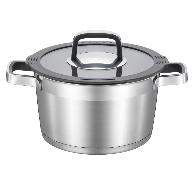 MARSKITOP 3 Quart Stainless Steel Stock Pot Heavy Duty Induction Pot with Lid and Double Handle
