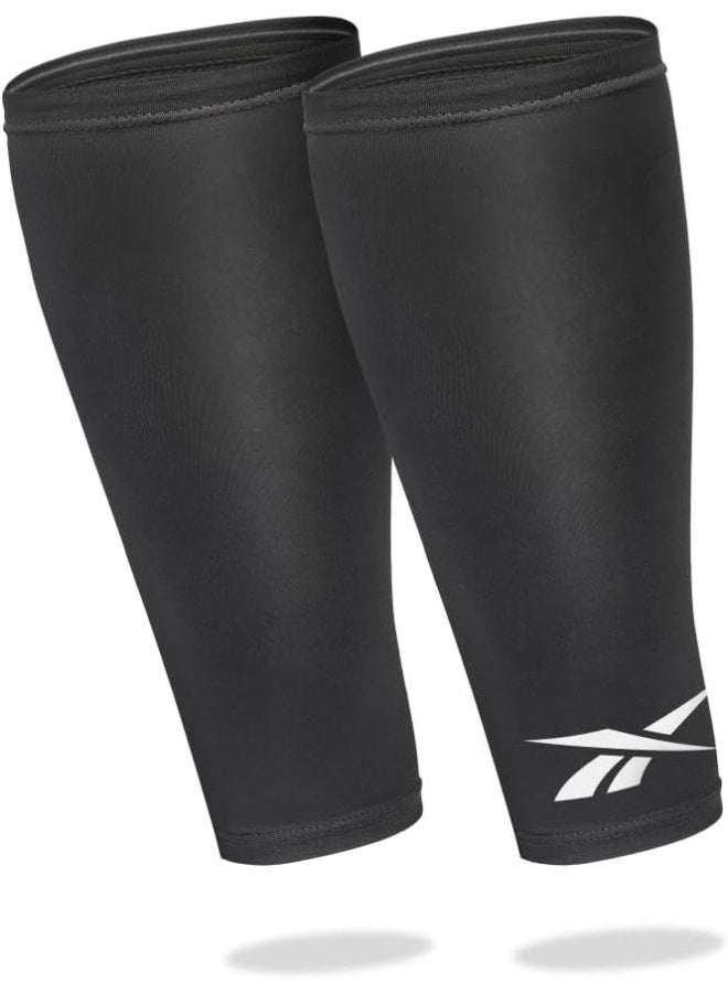 ريبوك أكمام ضغط للساق من ريبوك – أسود، مقاس S/M، لدعم العضلات والتعافي أثناء اللياقة والجري والتمارين - Image 1