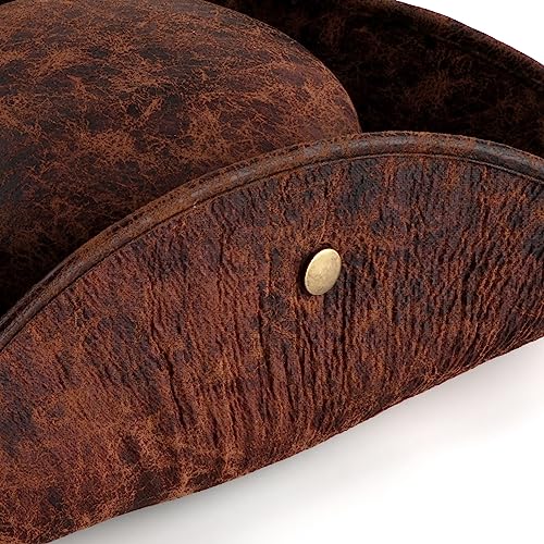 Srnede Pirate-Hat Women Tricorn Brown Pirate Men Leather Faux Leather Vintage Wrinkle Distressed Brown - Image 4
