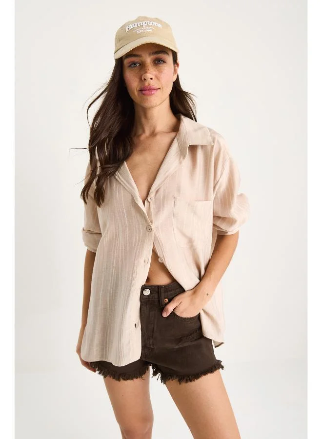 جينجر قميص فضفاض من مزيج الكتان