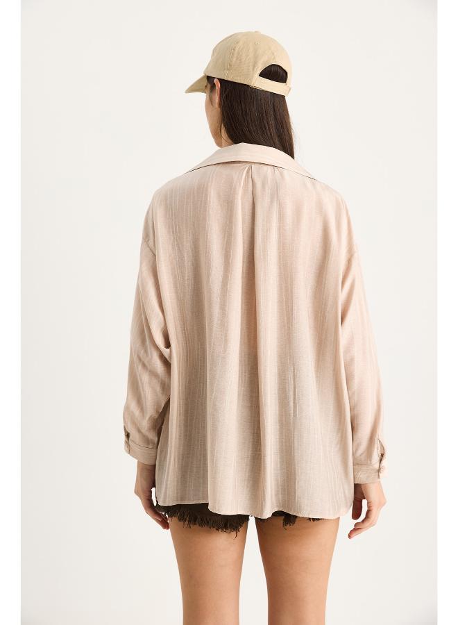 جينجر قميص فضفاض من مزيج الكتان - Image 2