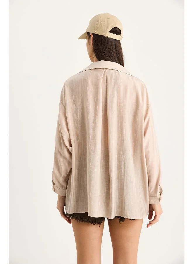 جينجر قميص فضفاض من مزيج الكتان