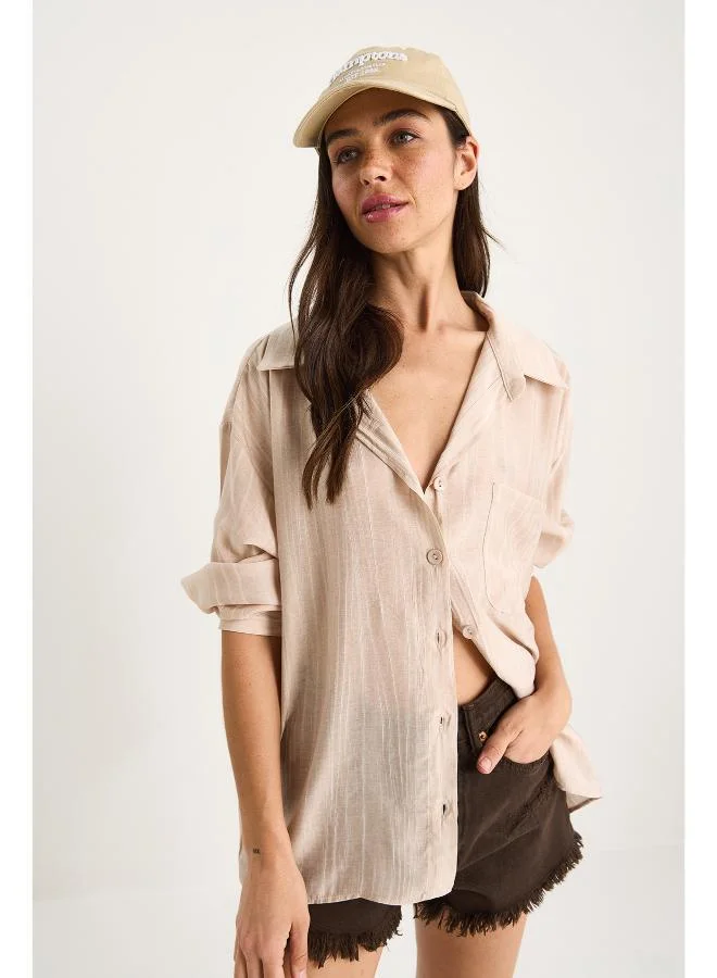 Ginger  Linen Blend Oversize Shirt for Women | Best Price UAE