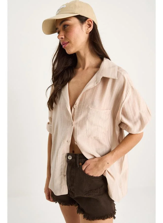Ginger  Linen Blend Oversize Shirt for Women | Best Price UAE