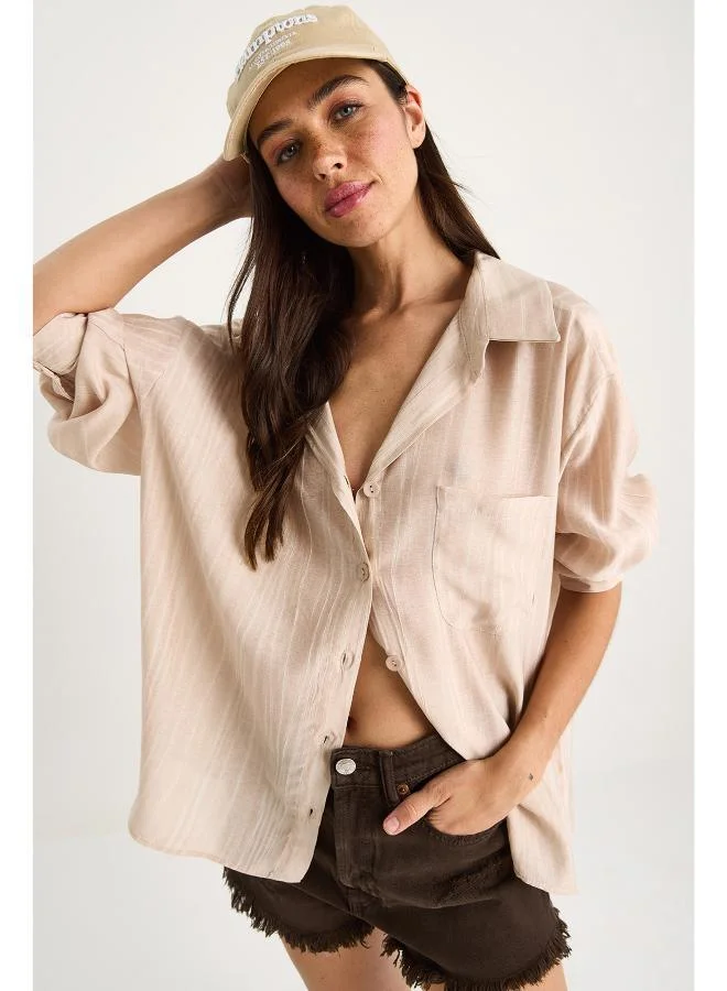 Ginger  Linen Blend Oversize Shirt for Women | Best Price UAE