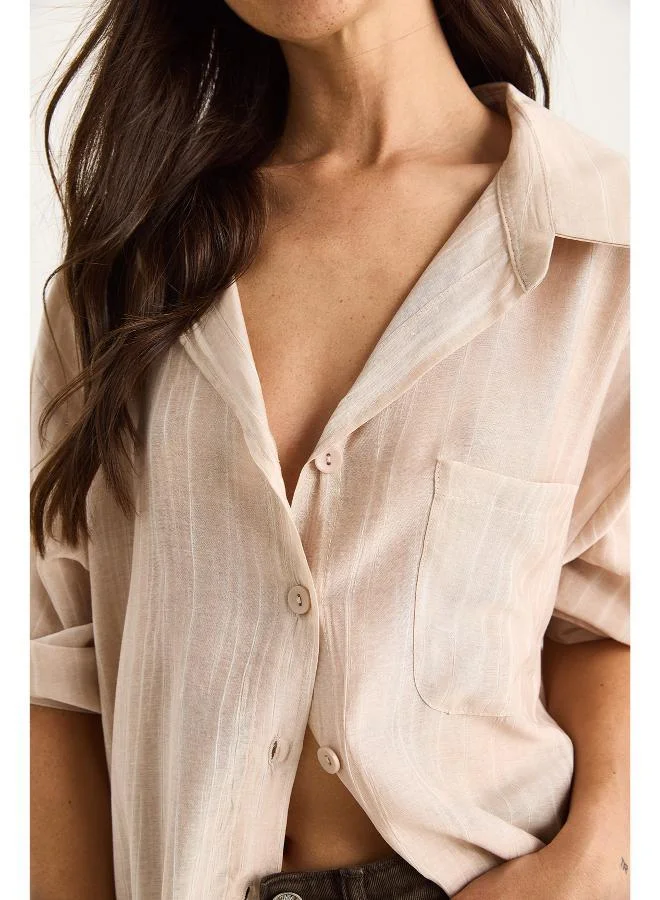 Ginger  Linen Blend Oversize Shirt for Women | Best Price UAE