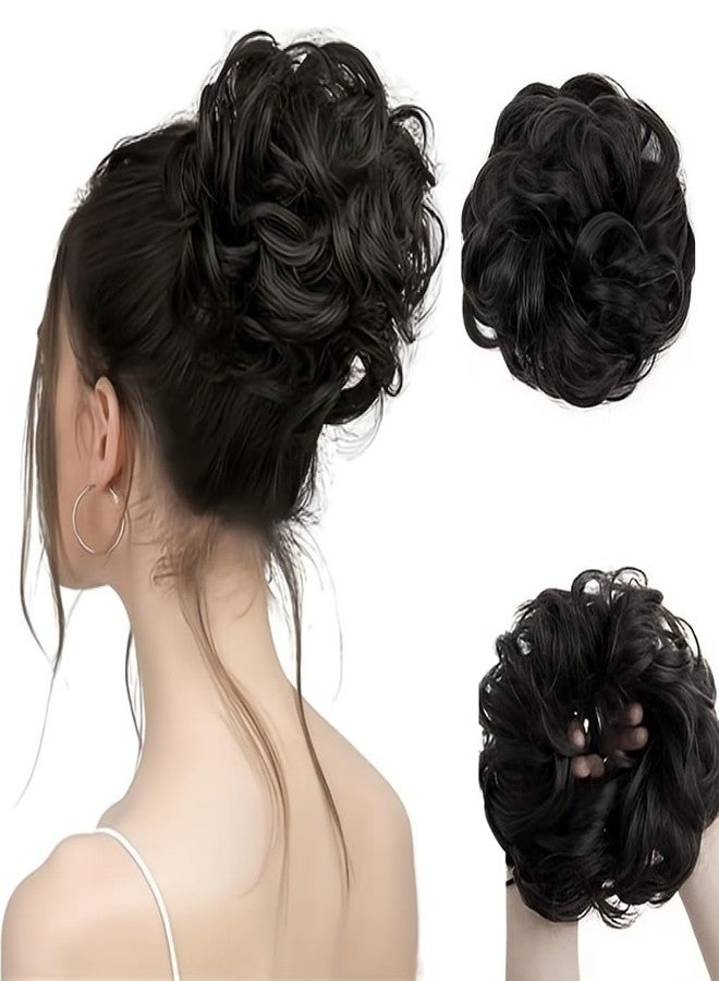 بلوشيا وصلة شعر عصرية من بلوشيا، لون أسود طبيعي، على شكل كعكة يودا، مصنوعة من المطاط، للنساء - Image 2