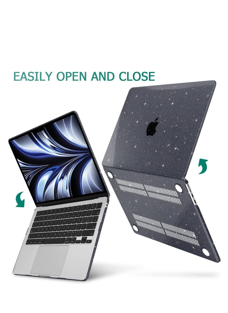 Generic - Sparkly Hard Case Compatible for 2025 M4 Chip A3240/2024 M3 Chip A3113/2022 M2 Chip A2681 MacBook Air 13.6 inch with Liquid Retina Display, Protection Hard Shell Cases ,Black - Image 1