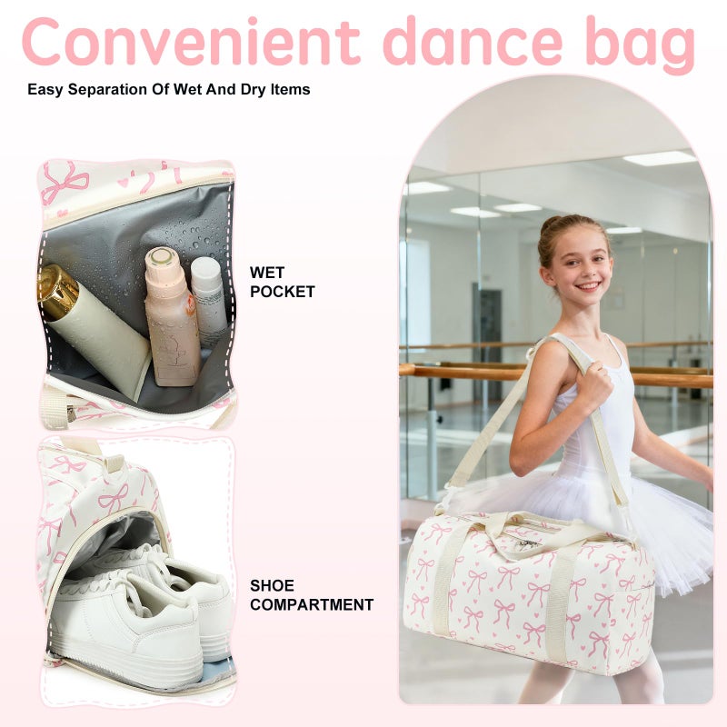 LOIDOU Kids Duffle Bag for Girls, Lightweight Girls Overnight & Weekender Travel Bag with Shoe Compartment and Wet Pocket, Cute Duffel Bags for Toddler Dance, Kids Sleepovers, Gym & Weekend Trips - Image 3