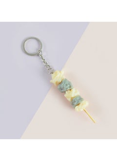 PVC Simulation Food Keychain Fun Squid Whisker Gluten Corn Barbecue String Toy Funny Food Play Model-Color:Bean Bubble-Keychain