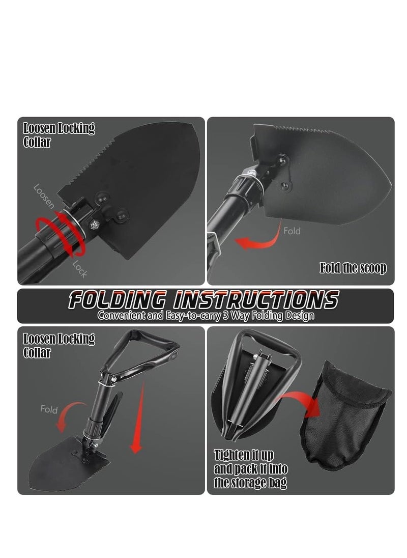 SYOSI - Folding Shovel, Tactical Folding Trowel, Versatile Engineer Shovel, Folding Trenching Tool, Collapsible Outdoor Digging Implement, Portable Hoe, Includes Band Saw and Pick, for Home Outdoor Activitie - Image 1
