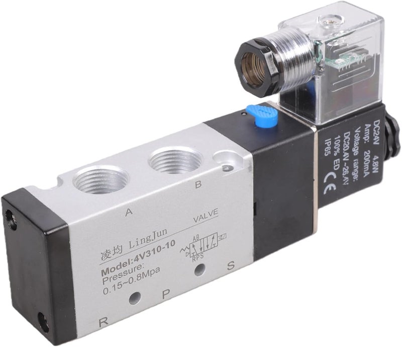 5 Way 2 Position Manifold Valves 4V310-10 24V Pneumatic Electric Solenoid Valves Replacement Easy to Use Electric Controls Air Valves - Image 1