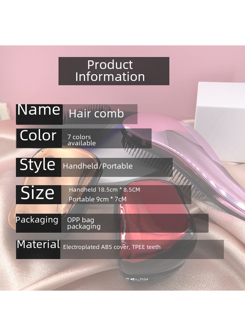 Generic - British Princess Comb Scalp Massage Pet Comb Household Portable Curly Hair Salon tt Comb Wholesale Electroplated long handle pink [OP bag]] - Image 1