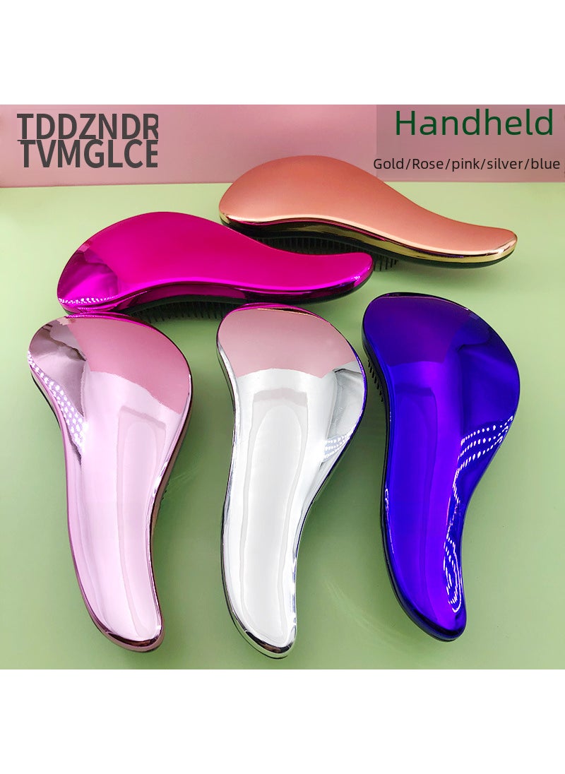 Generic - British Princess Comb Scalp Massage Pet Comb Household Portable Curly Hair Salon tt Comb Wholesale Electroplated long handle pink [OP bag]] - Image 1