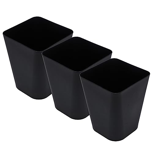 Gluman Open-Top Waste Bin for Home and Office | Durable & Long-lasting |High Grade Plastic | Conveniently Small and Portable Size |7 Litre Bin (Black (Pack of 3)) - Image 1
