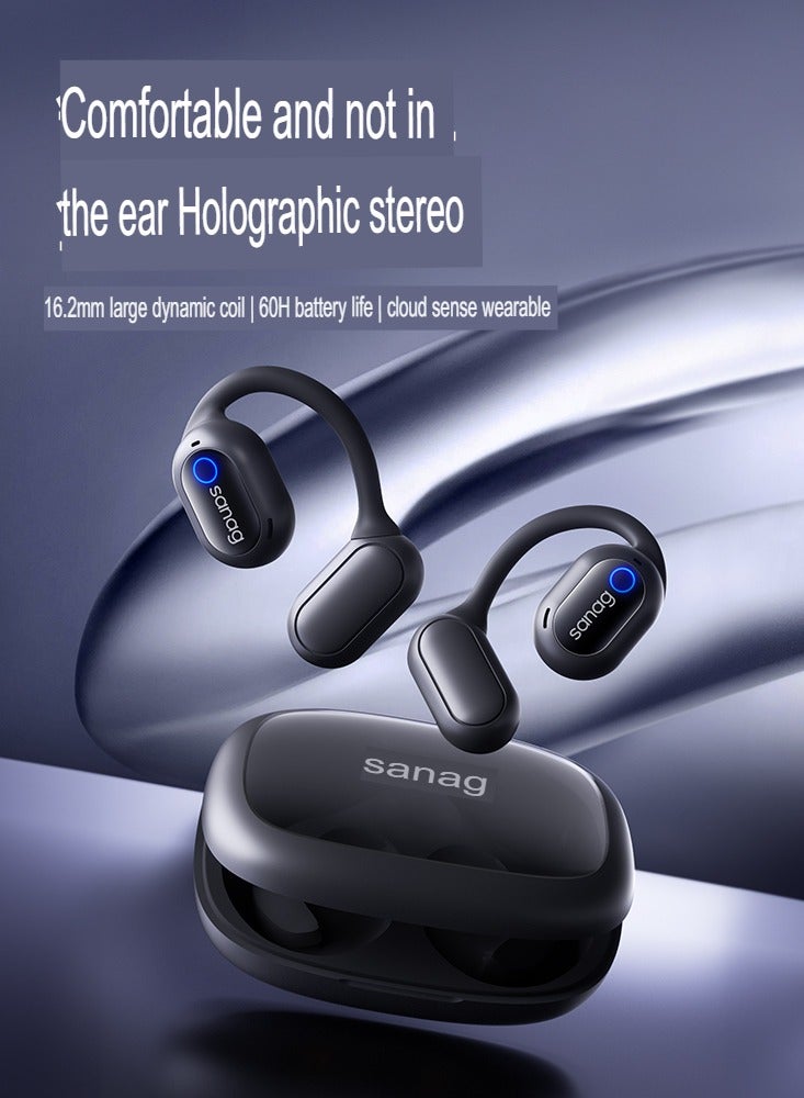 sanag سماعات أذن مفتوحة C6، سماعات أذن لاسلكية بلوتوث مريحة ومتينة، عمر بطارية طويل، سماعات أنيقة مقاومة للماء للعمل، الجري، ركوب الدراجات، (أبيض) - Image 2