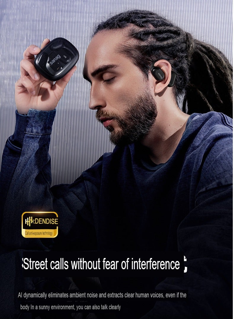 sanag سماعات أذن مفتوحة C6، سماعات أذن لاسلكية بلوتوث مريحة ومتينة، عمر بطارية طويل، سماعات أنيقة مقاومة للماء للعمل، الجري، ركوب الدراجات، (أبيض) - Image 4