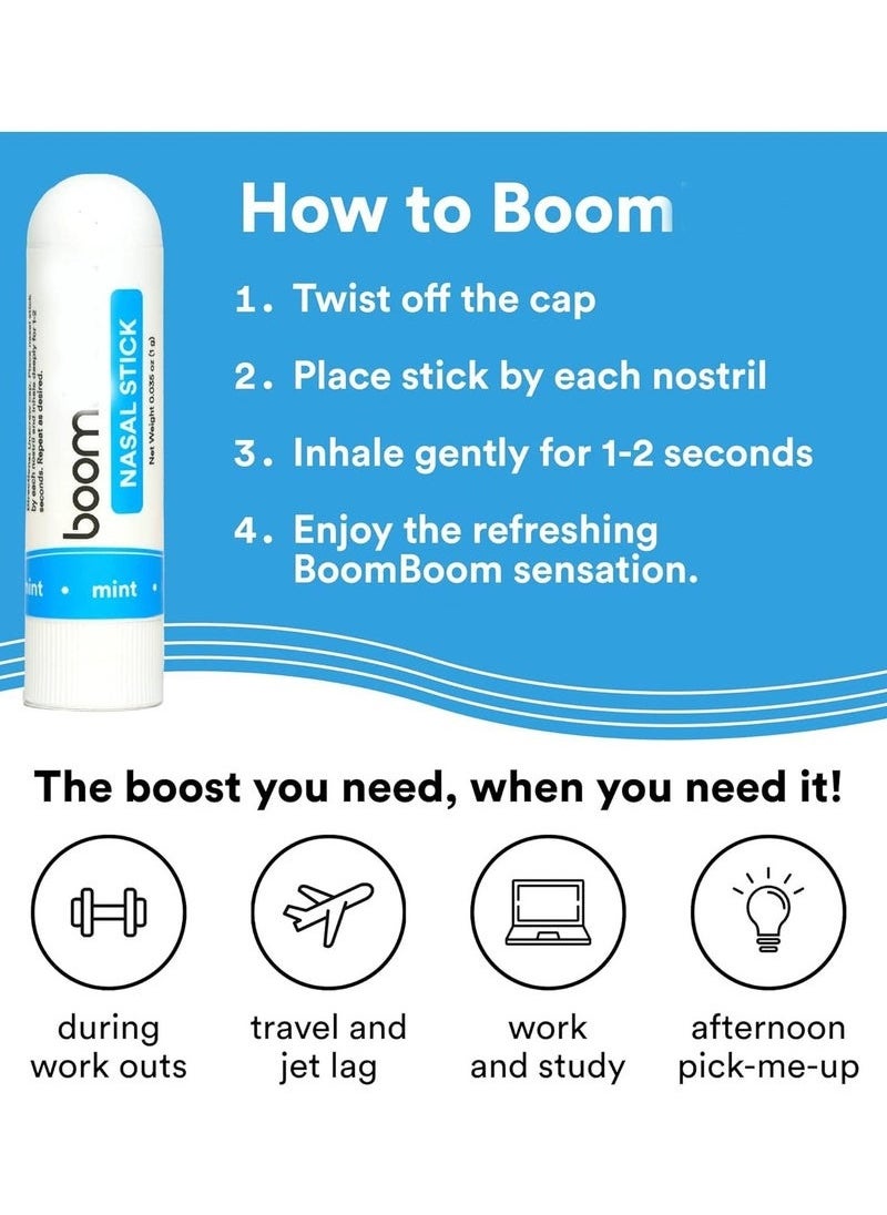 Boom Boom Boom Nasal Stick (4 PCS) | Enhance Breathing + Boost Focus | Breathe Vapor Stick Provides Fresh Cooling Sensation | Aromatherapy Inhaler with Essential Oils + Menthol (Mint, Wintermint, Tropical,Lavender)  - Image 3