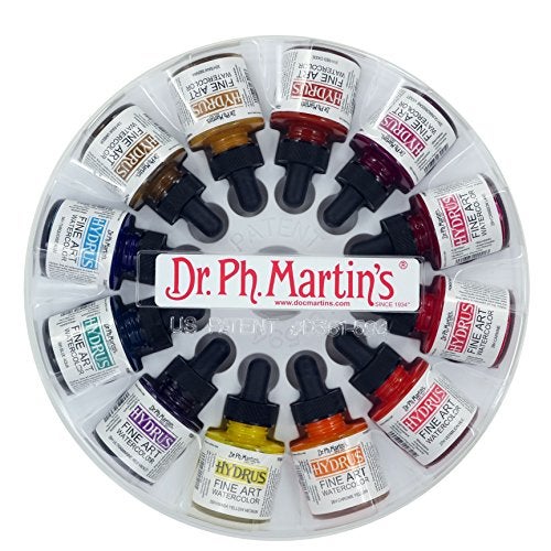 Dr. Ph. Martin's Hydrus Fine Art Watercolor (Set 3) Watercolor Set, 1.0 oz, Set 3 Colors, 1 Set of 12 Bottles - Image 1