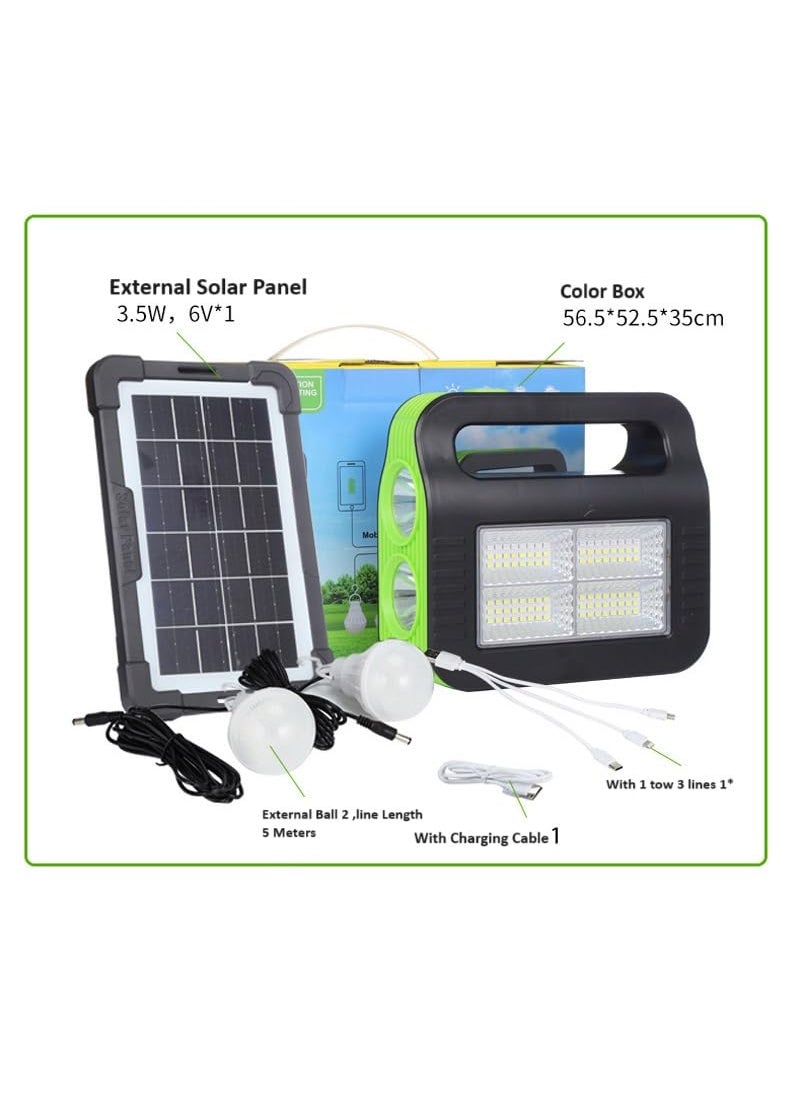 BROGBUS BROGBUS Rechargeable Solar Portable Inverter with 3 Individual 2 Volt Led Bulbs with 375 Meter Long Wire ACDC USB Socket with Solar Panel GreenOrange  - Image 2