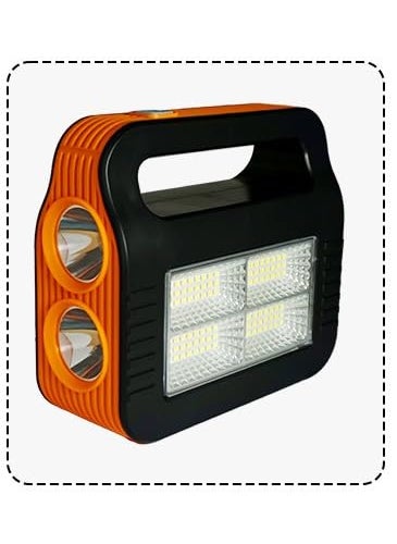 BROGBUS BROGBUS Rechargeable Solar Portable Inverter with 3 Individual 2 Volt Led Bulbs with 375 Meter Long Wire ACDC USB Socket with Solar Panel GreenOrange  - Image 4