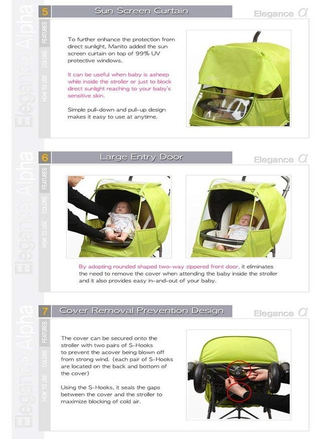 Manito Elegance Alpha Stroller Weather Shield/Rain Cover (Black) - Image 5