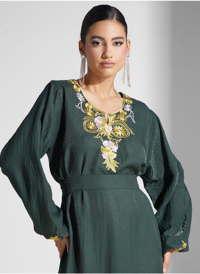 hayas closet - Embroidered Belted Jalabiya - Image 1