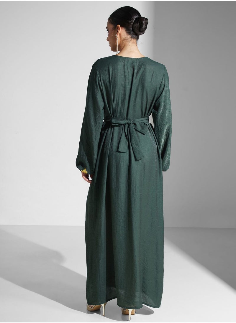 hayas closet - Embroidered Belted Jalabiya - Image 1