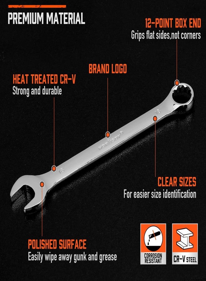 HORUSDY 22-Piece Wrench Set | Metric & SAE Combination Wrench Set with Organizer | 12 Point | Chrome Vanadium Steel - Image 5