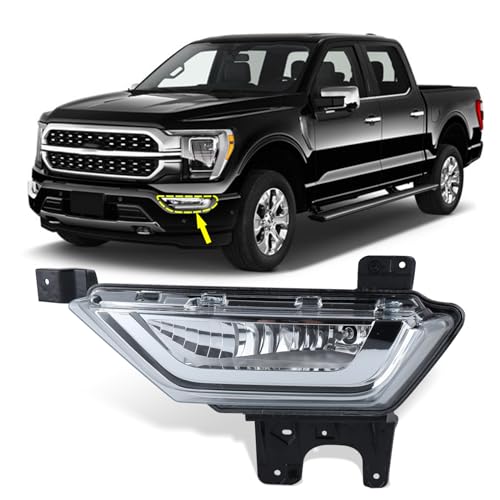 KAMDKI Left Driver Side Halogen Fog Light Compatible for 2021 2022 2023 Ford F-150 F150 Front Bumper Light W/Bulbs W/o Wiring Harness Driving Lamp Assembly LH FO2592258 19629000 3302061LAS - Image 1