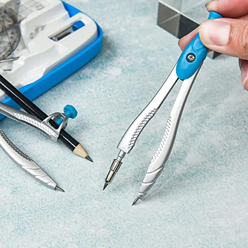 Lifreer Geometry Set,10 Pcs Protractor and Compass Set, Math and Ruler Set for Students, Class Supplies, and School - Essential Compass Geometry Tools for Precision and Quality (Blue) - Image 3