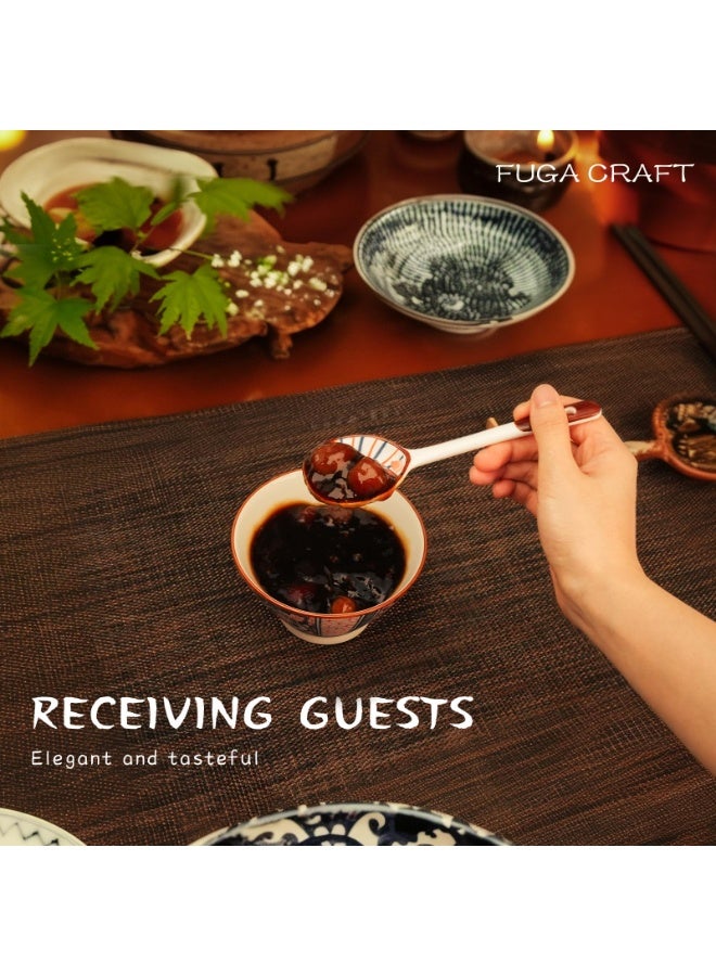 Yalla Pick 4Pcs Ceramic Long Handle Spoons, Ceramic teaspoons, Hand Painted Floral Porcelain Serving Spoons for Soup, Rice, Dessert,Coffee,Salad, Elegant Gift Set - Image 3