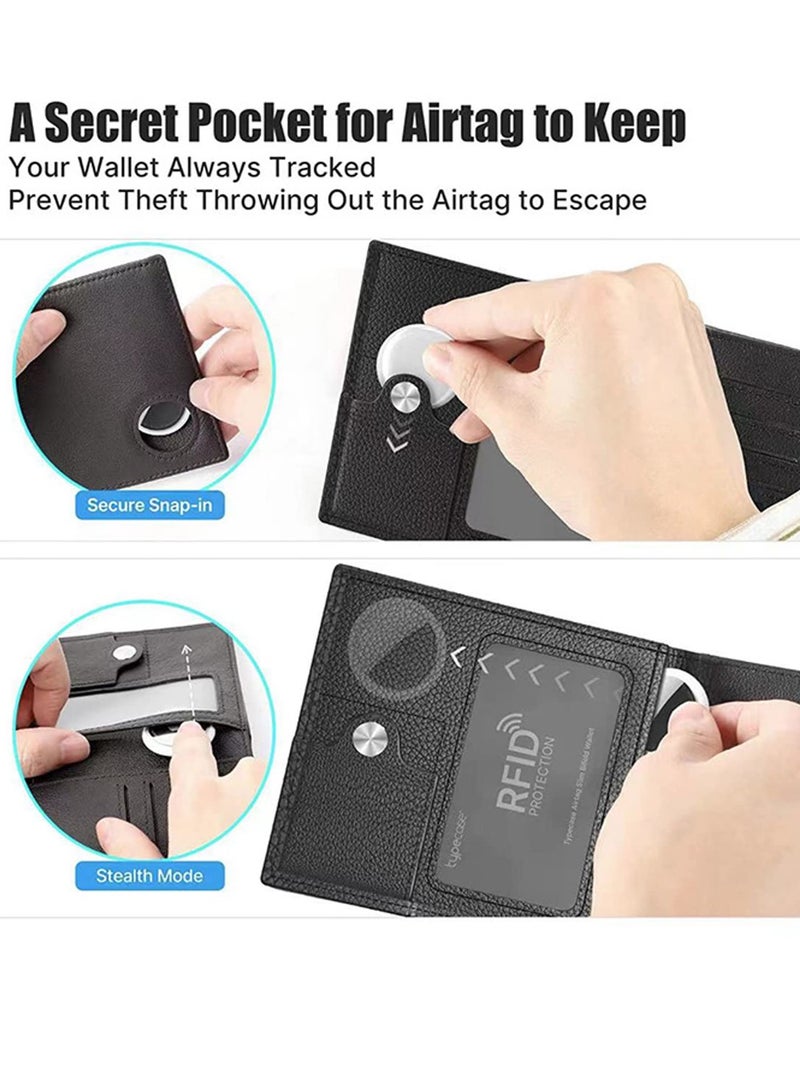 KASTWAVE Men's Wallet, Credit Card Bi-Fold Wallet with Money Clip, RFID Blocking Slim Front Pocket Wallet, with ID Window Card Holder Wallet Tag Clip Pocket Protector, for Airtags Wallet Men Women, Black, - Image 2